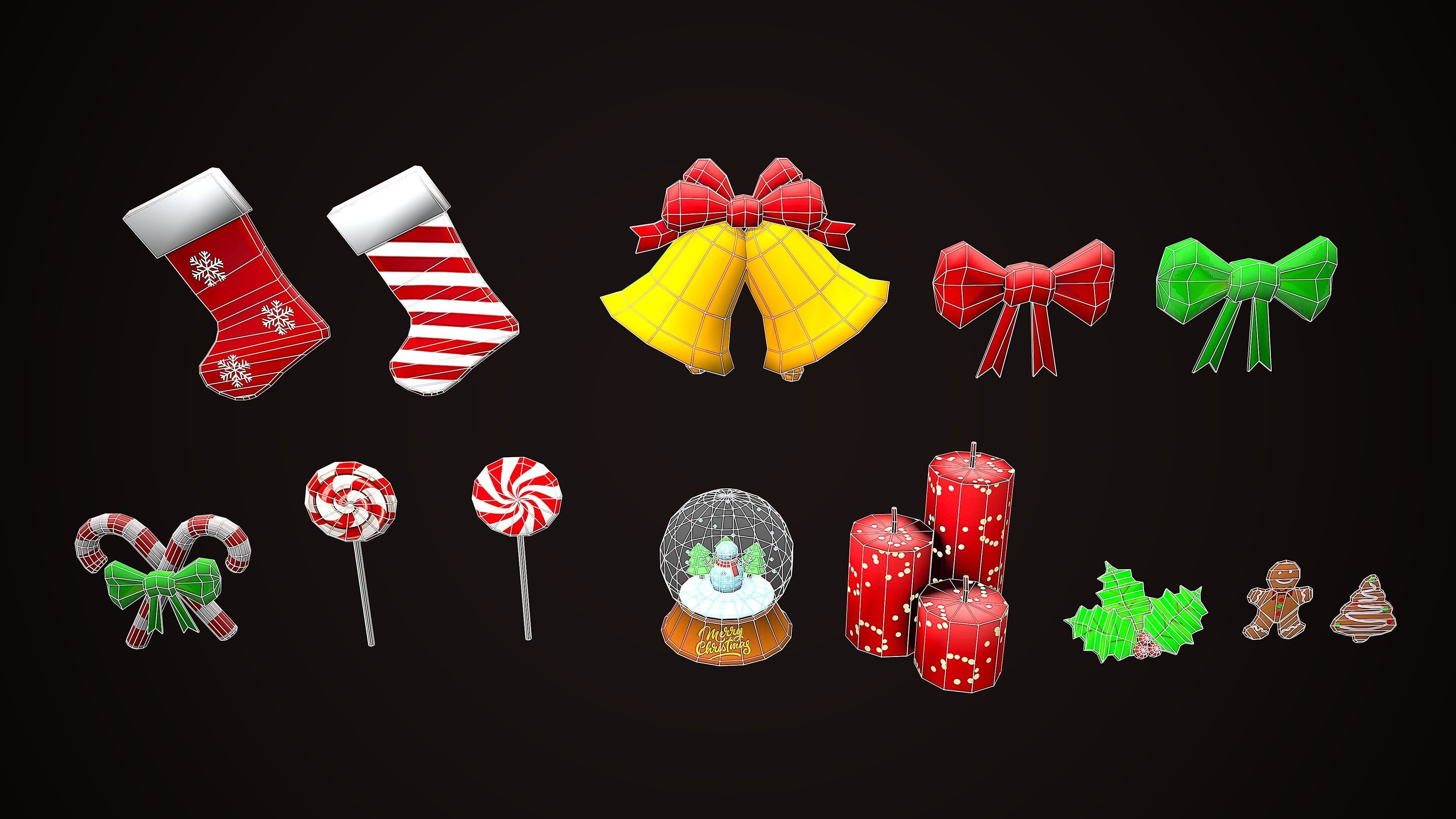 CHRISTMAS PACK DECORATION PROPS - CARTOON STYLIZED 3D Model Collection_14