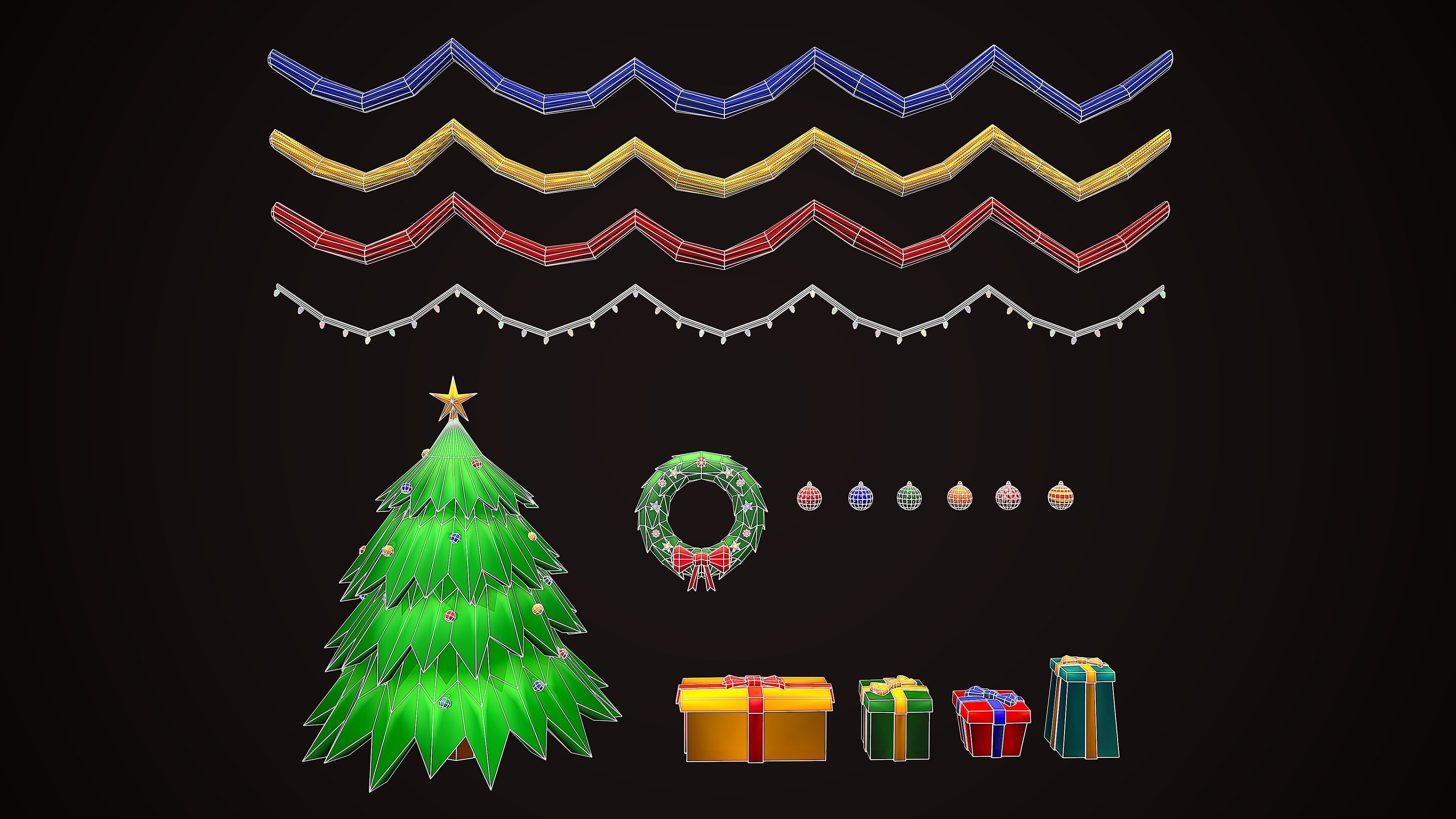 CHRISTMAS PACK DECORATION PROPS - CARTOON STYLIZED 3D Model Collection_13