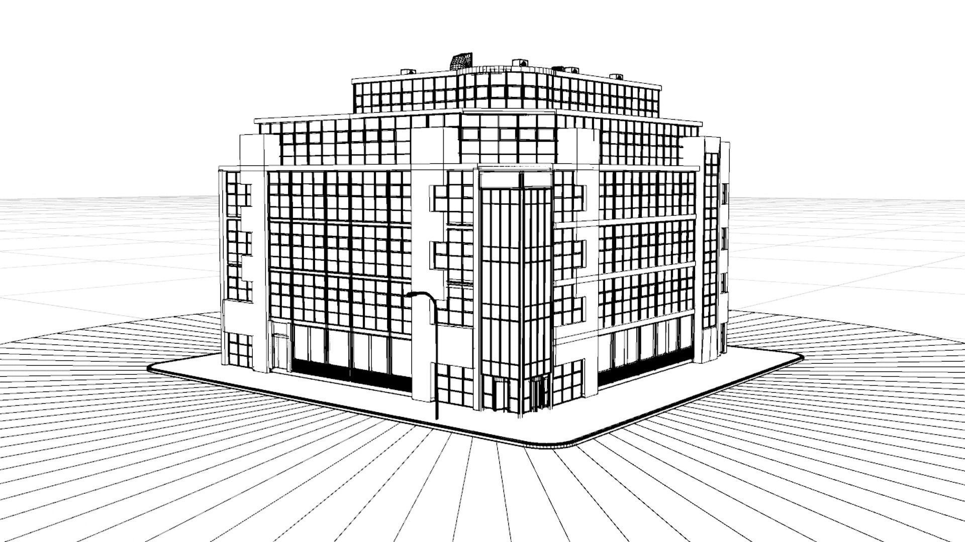 Modern office building 3D model_4