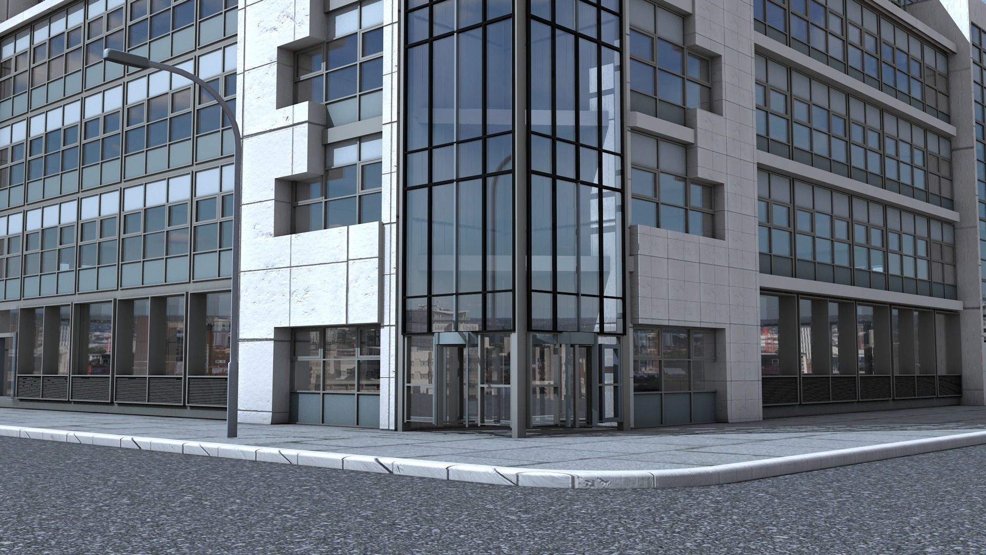 Modern office building 3D model_1