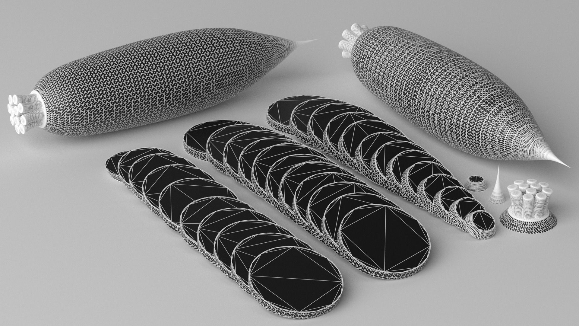 Cartoon White Radish and Slice Low-poly 3D model_8