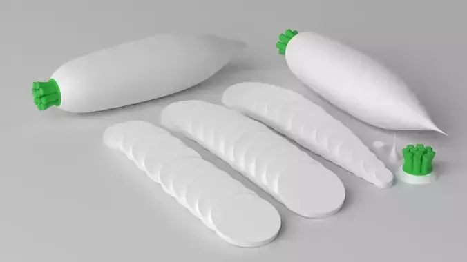 Cartoon White Radish and Slice