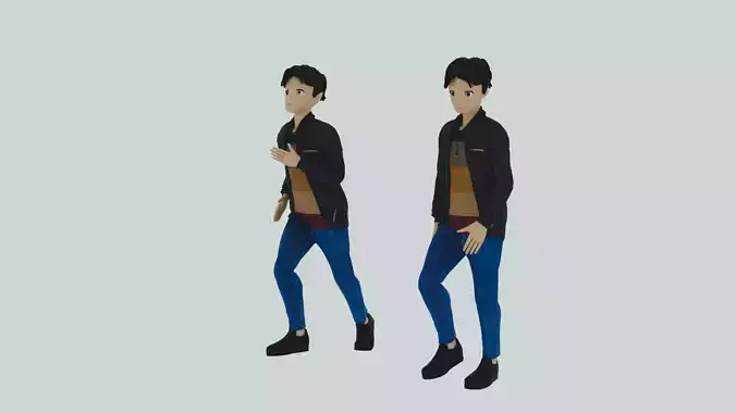 Cartoon Character Walking and Running Animation
