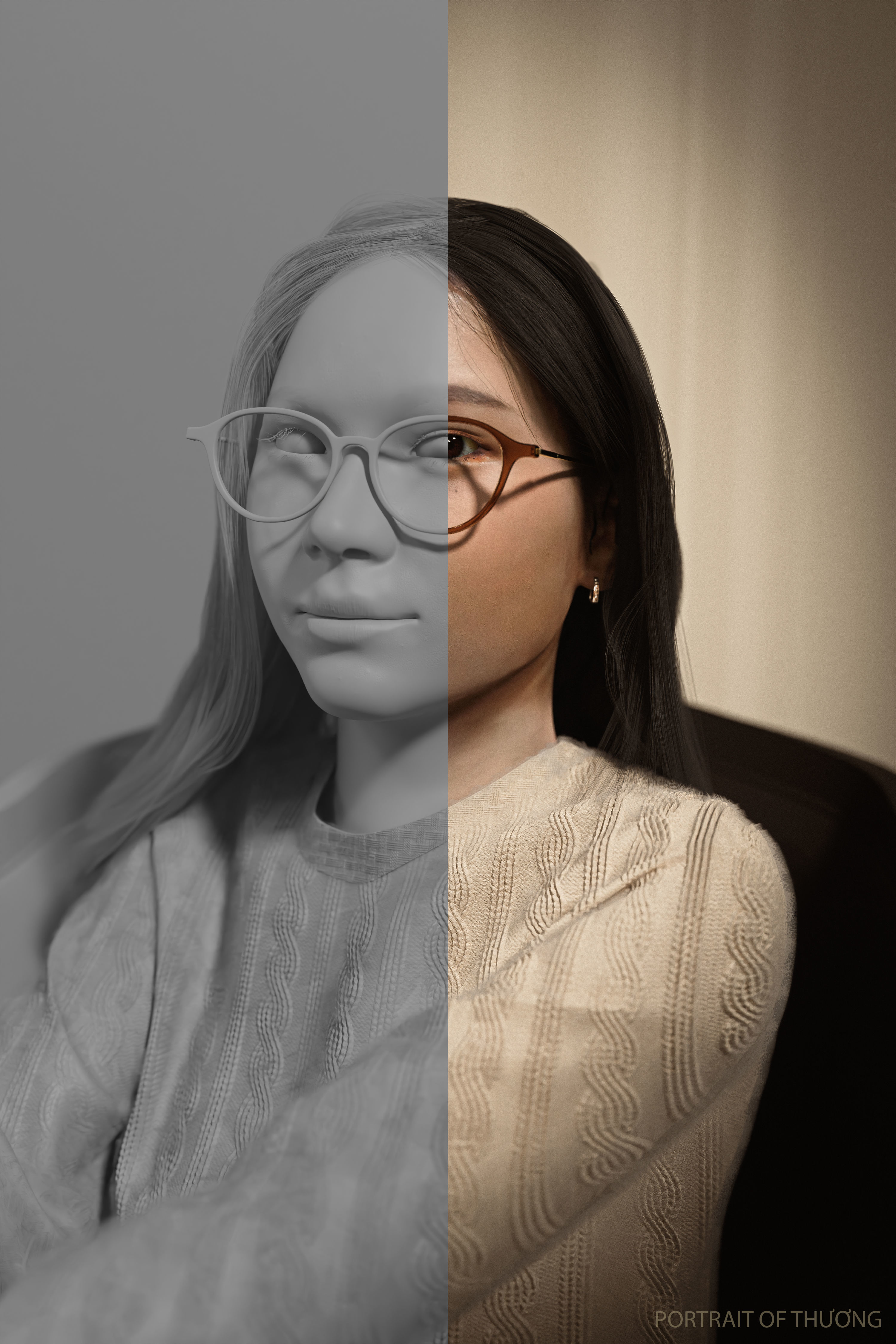 potrait of female 3D model_1