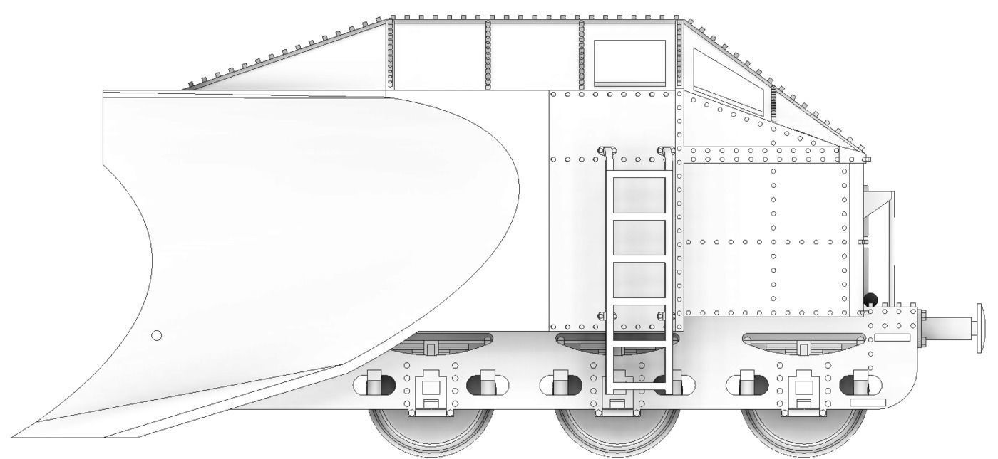 Railway Snowplow of MAV - TT scale 3D print model_3
