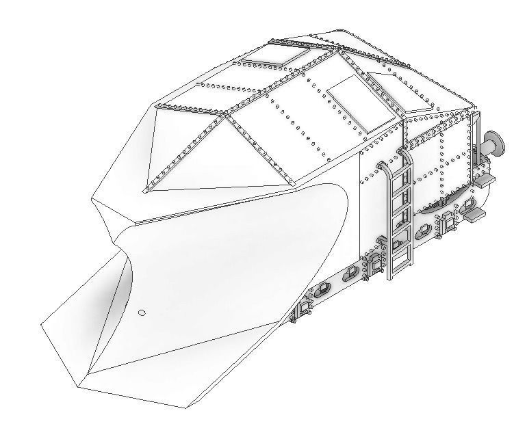 Railway Snowplow of MAV - TT scale 3D print model_4