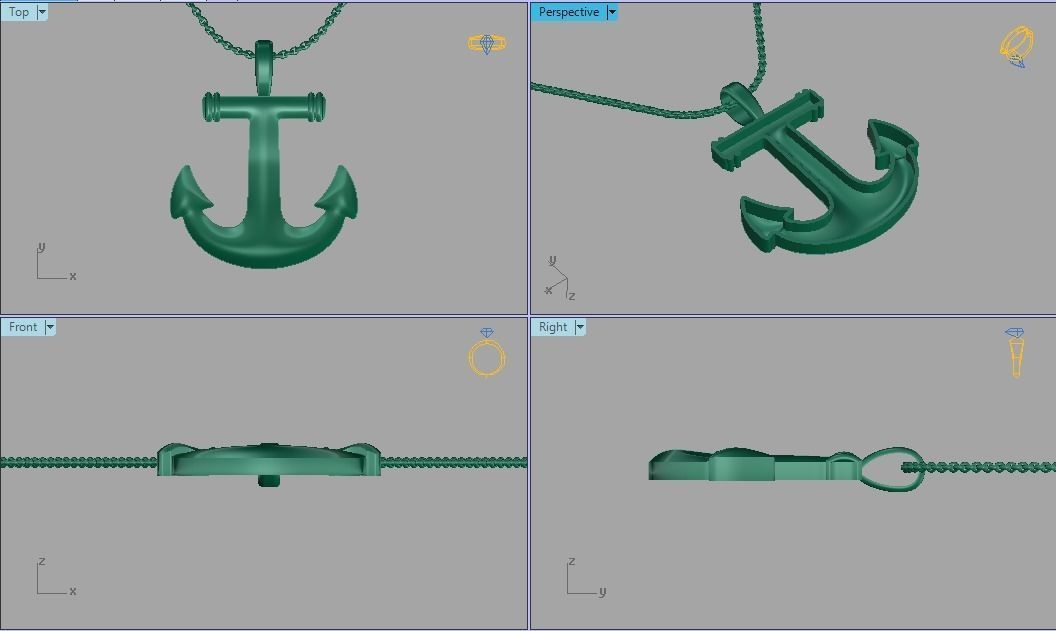 Beautiful anchor design template for pendant Print 3D print model_7