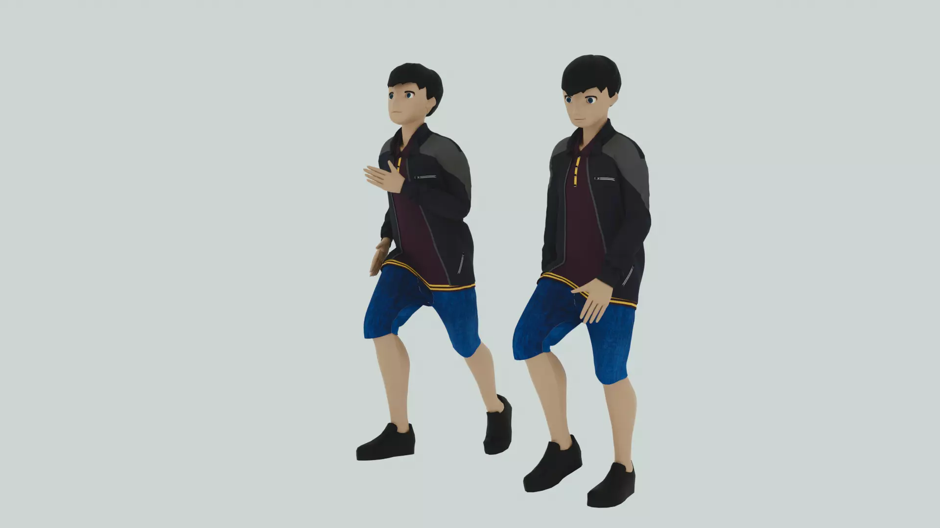 Cartoon Character Walking and Running Animation Low-poly 3D model