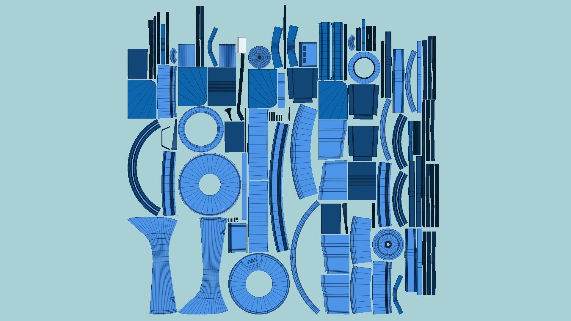 SciFi Facility D03 Blue - Sci Fi Exterior Design Low-poly 3D model_5