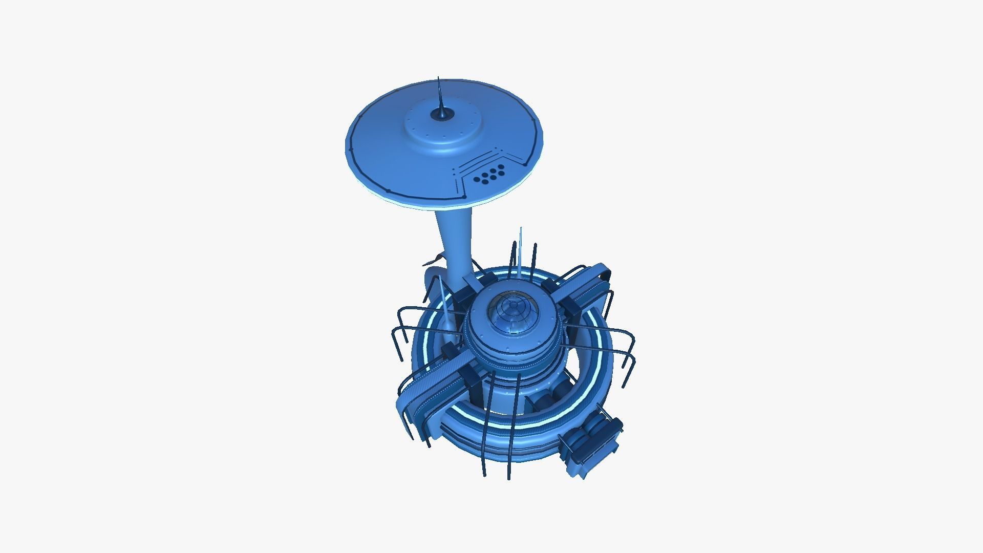 SciFi Facility D03 Blue - Sci Fi Exterior Design Low-poly 3D model_2