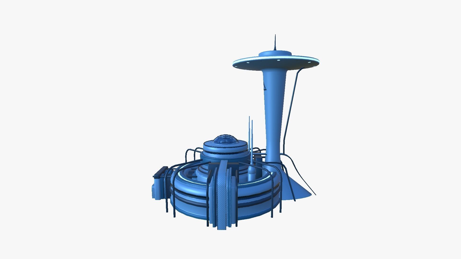 SciFi Facility D03 Blue - Sci Fi Exterior Design Low-poly 3D model_3