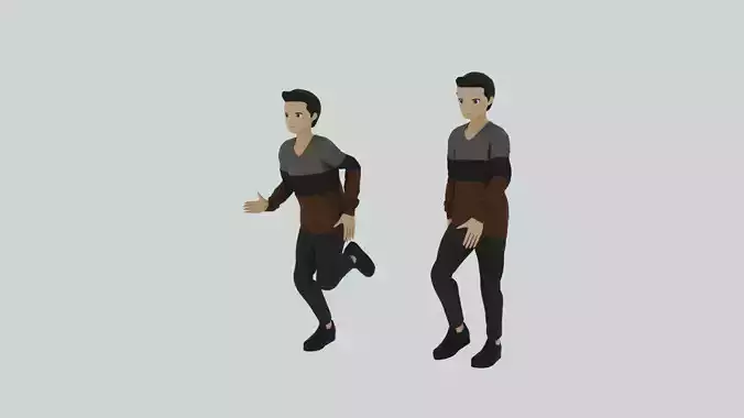 Cartoon Character Walking and Running Animation