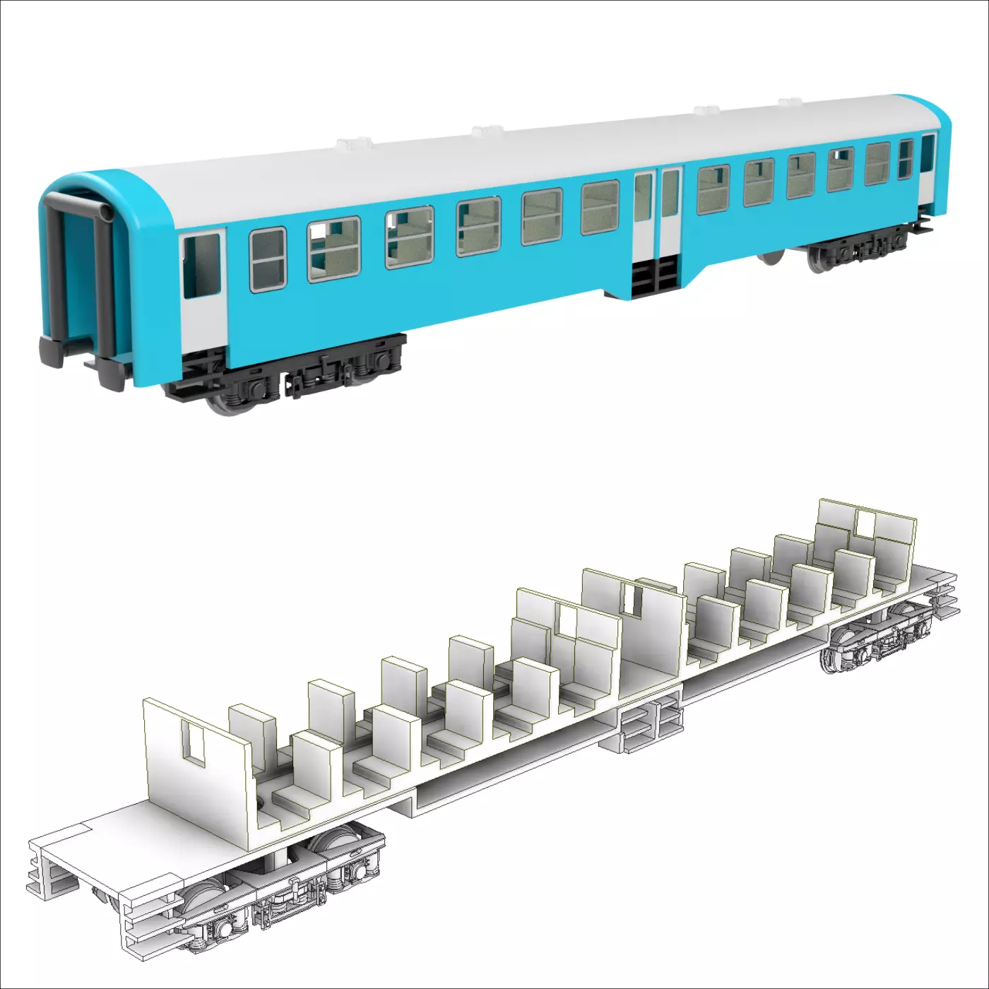 Bhv regional train wagon of MAV - TT scale 3D print model