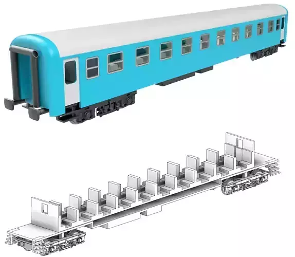 By long distance train wagon of MAV - TT scale 3D print model