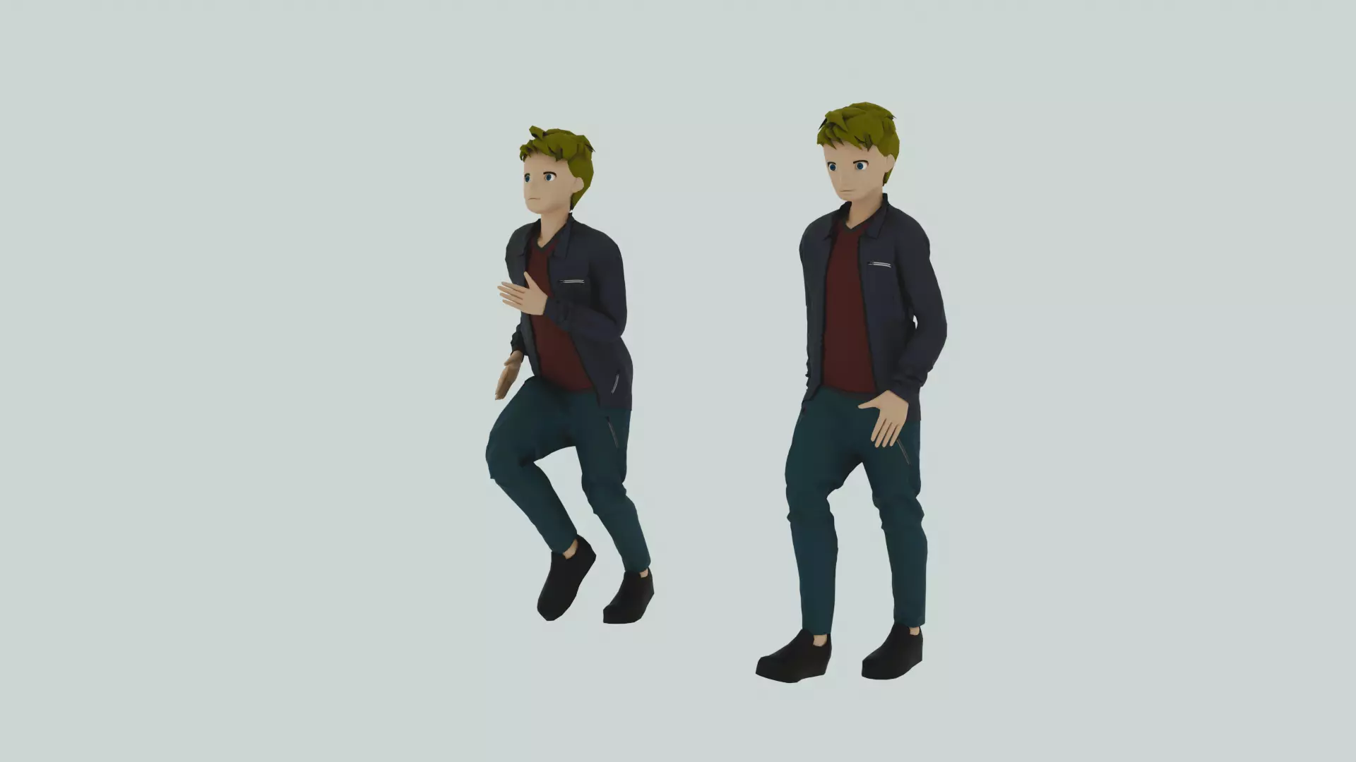 Cartoon Character Walking and Running Animation Low-poly 3D model