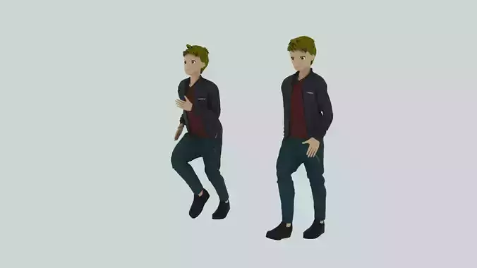 Cartoon Character Walking and Running Animation Low-poly 3D model