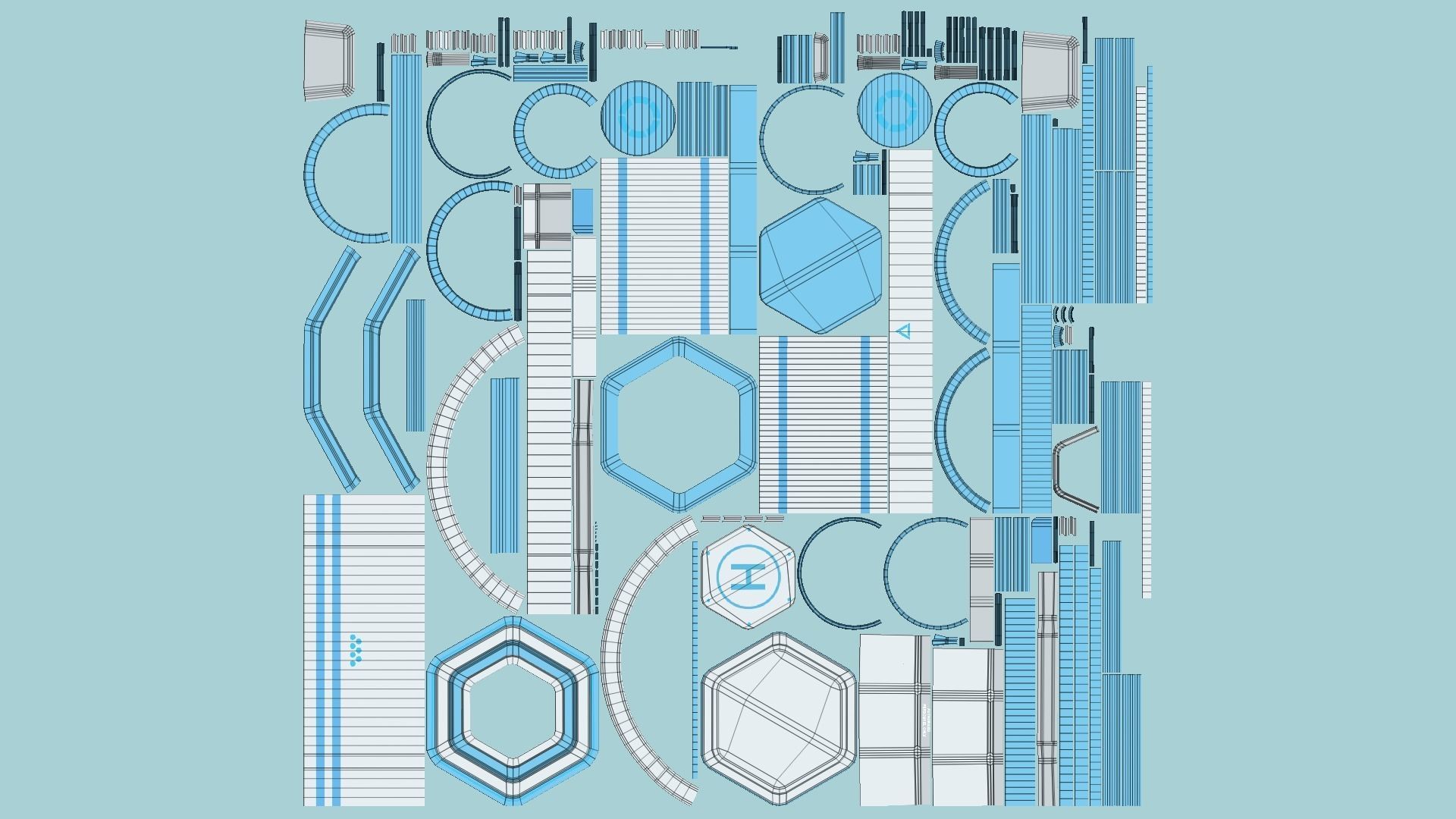 10 Sci Fi Buildings Collection A - White Blue - Exterior Design _68