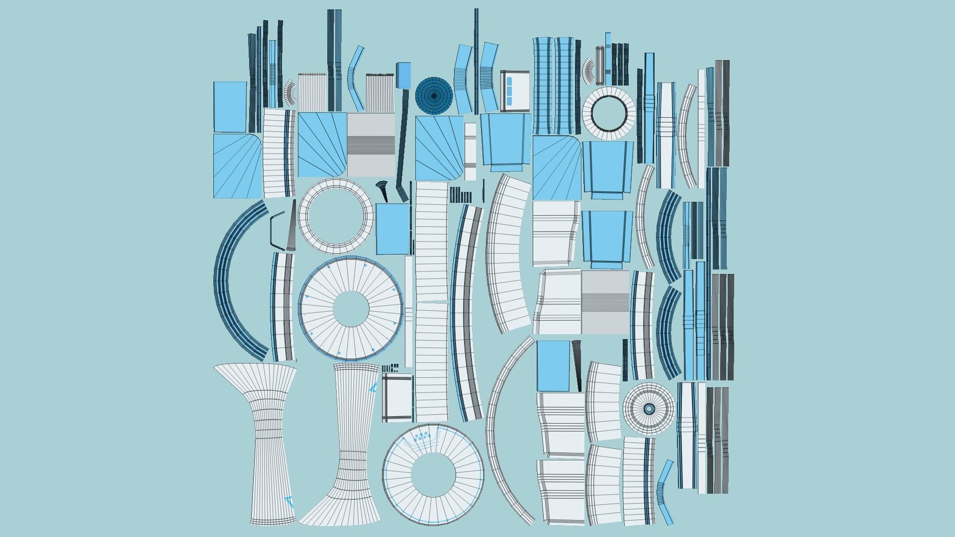 10 Sci Fi Buildings Collection A - White Blue - Exterior Design _125