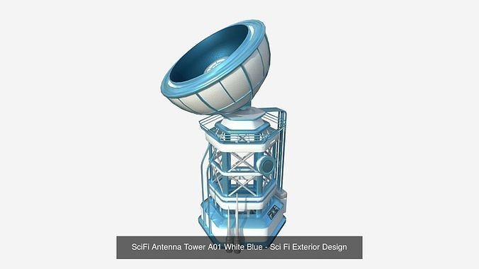 10 Sci Fi Buildings Collection A - White Blue - Exterior Design 3D Model Pack 5