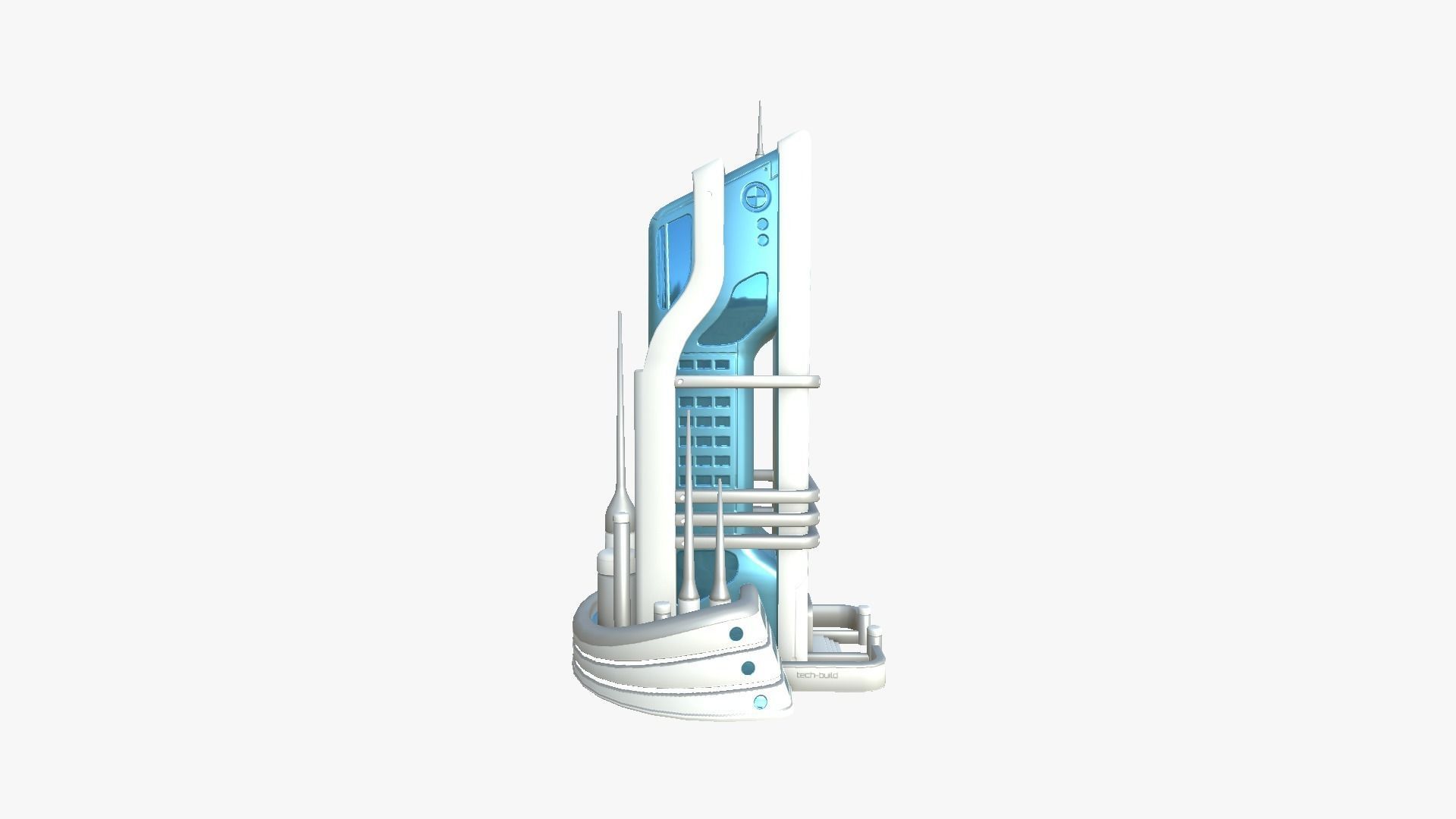 10 Sci Fi Buildings Collection A - White Blue - Exterior Design _16