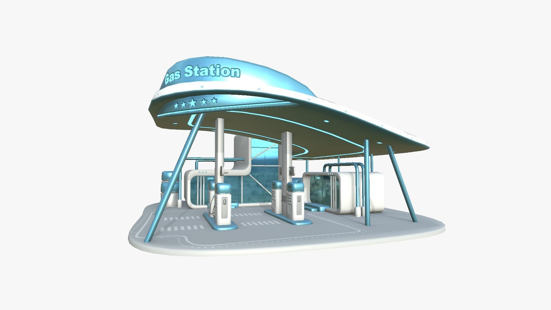 10 Sci Fi Buildings Collection A - White Blue - Exterior Design _30