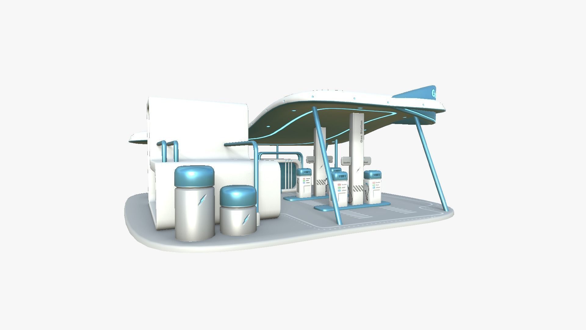 10 Sci Fi Buildings Collection A - White Blue - Exterior Design _32