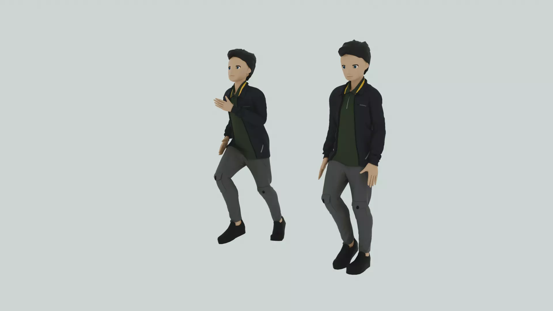 Cartoon Character Walking and Running Animation Low-poly 3D model