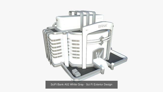 10 Sci Fi Buildings Collection B - White Gray - Exterior Design 3D Model Pack 5