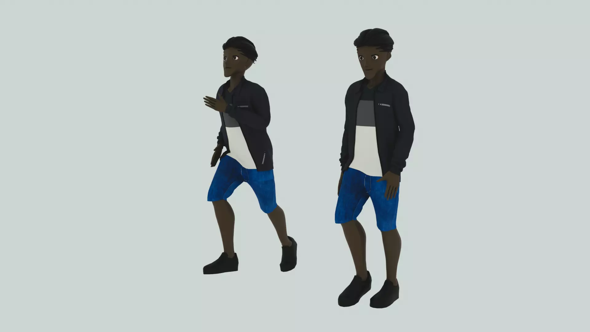 Cartoon Character Walking and Running Animation Low-poly 3D model