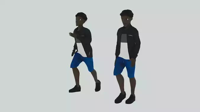 Cartoon Character Walking and Running Animation Low-poly 3D model