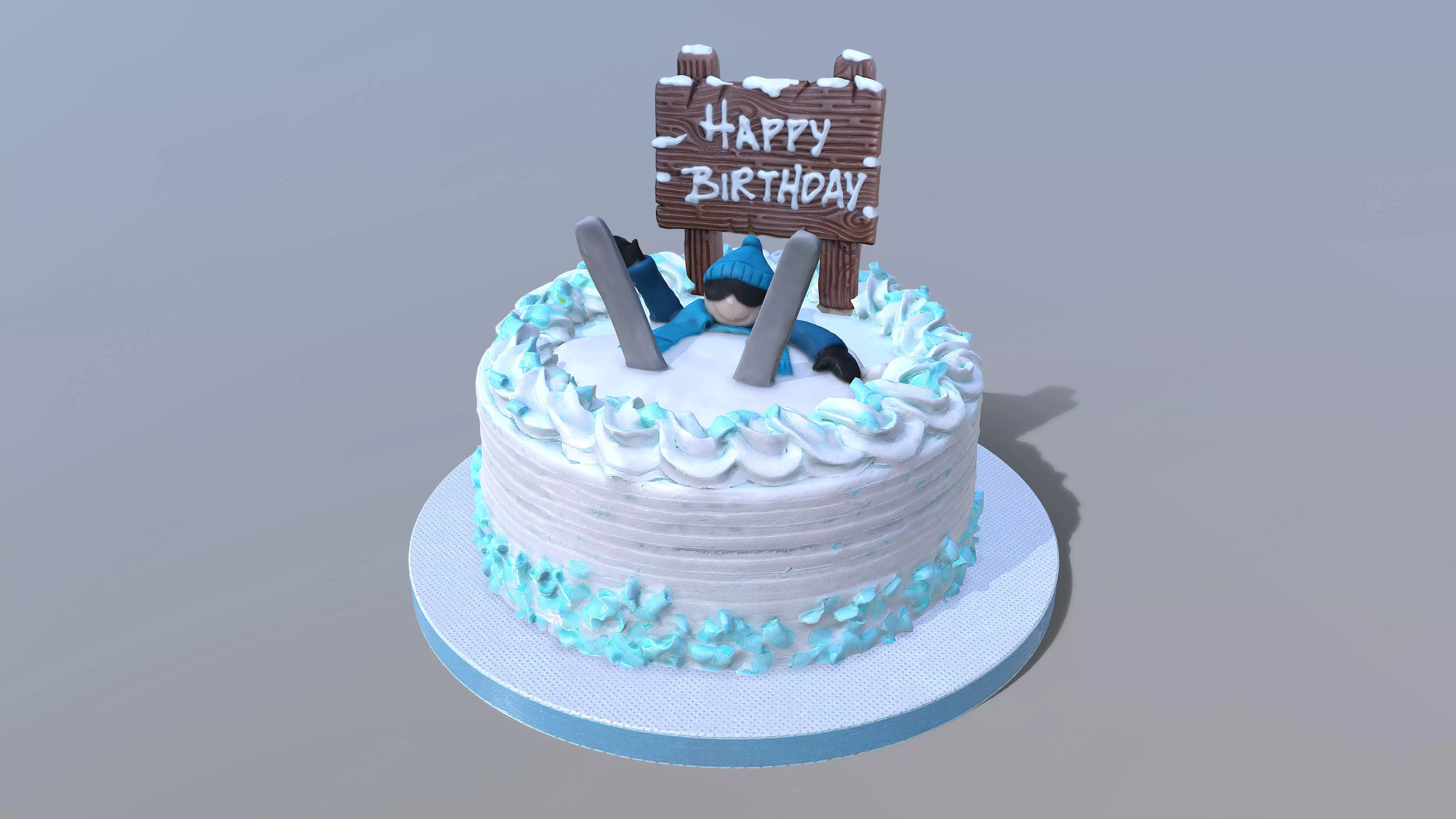 Snow Skiing Cake Low-poly 3D model