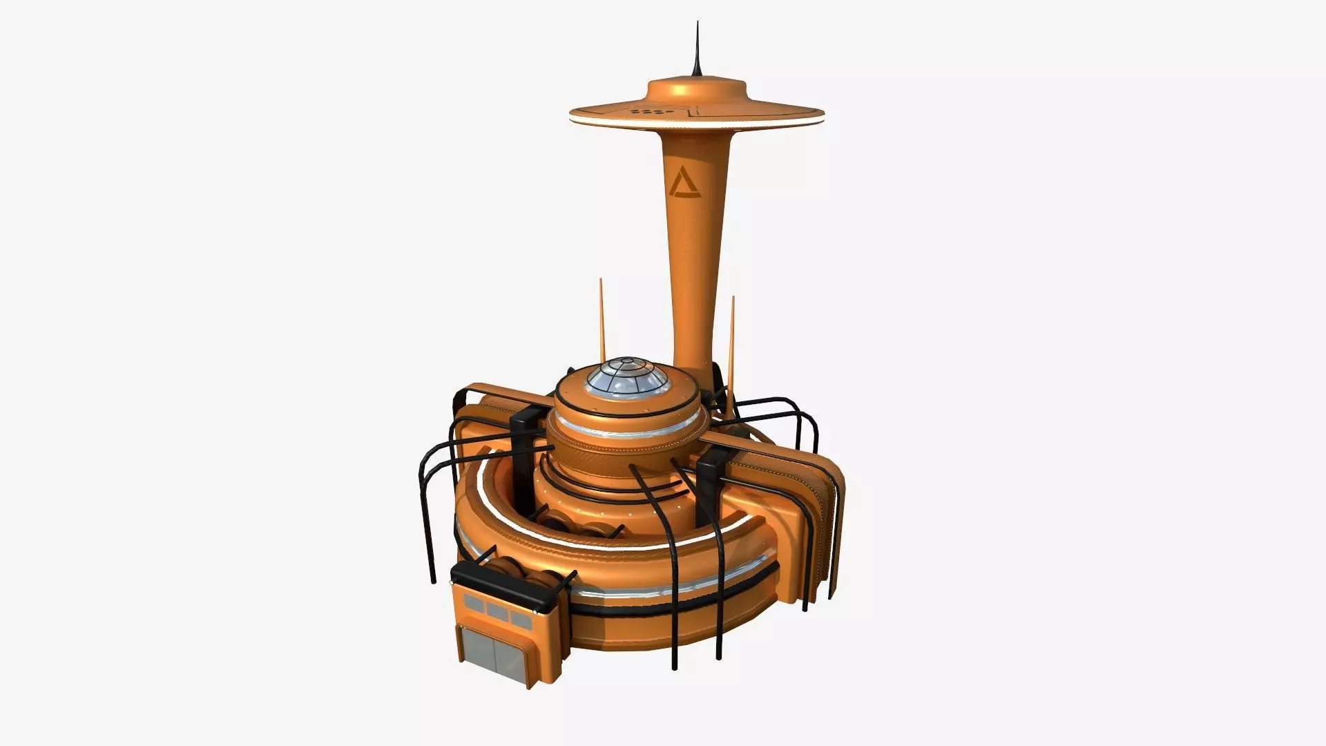 SciFi Facility D04 Orange - Sci Fi Exterior Design Low-poly 3D model_0
