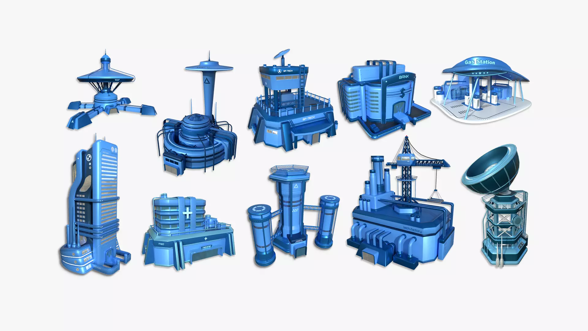 10 Sci Fi Buildings Collection C - Blue - Exterior Design _0