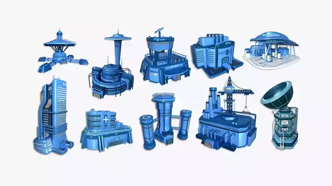 10 Sci Fi Buildings Collection C - Blue - Exterior Design 