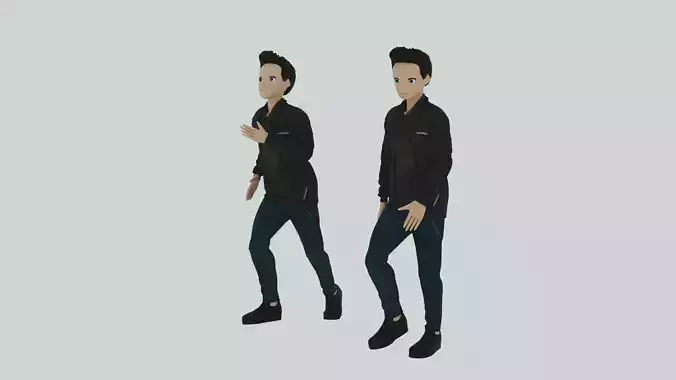 Cartoon Character Walking and Running Animation Low-poly 3D model