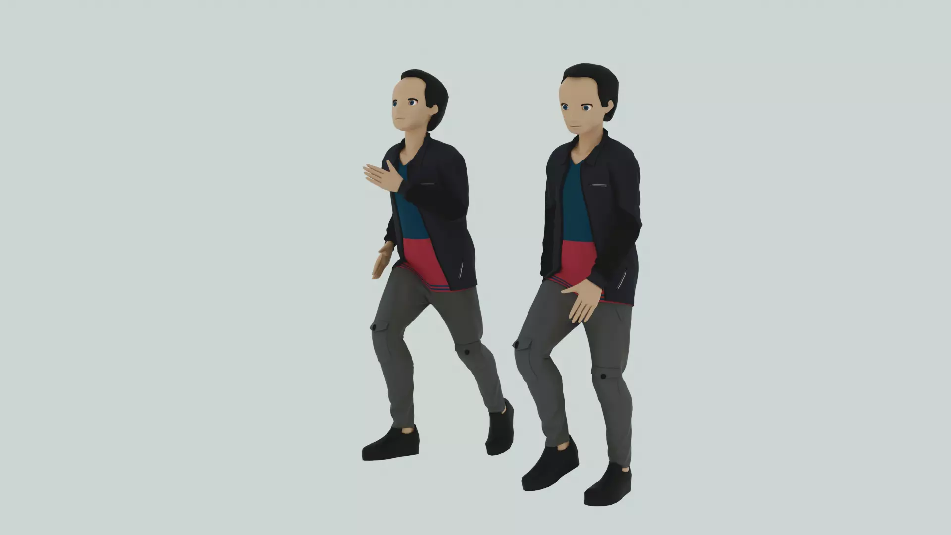 Cartoon Character Walking and Running Animation Low-poly 3D model