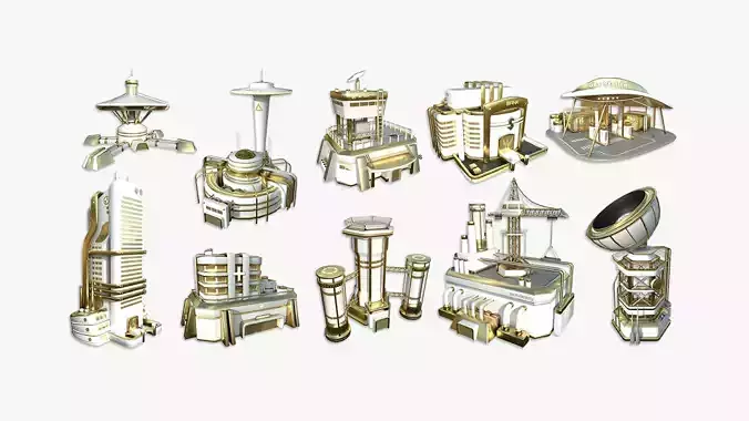 10 Sci Fi Buildings Collection K - Gold - Exterior Design 