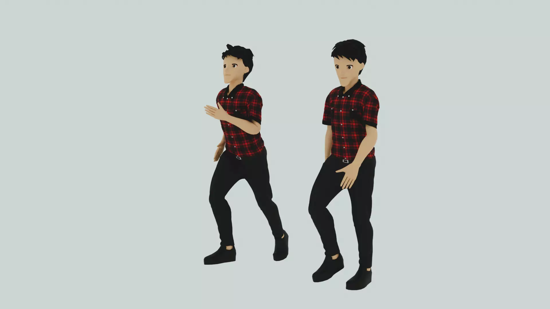 Cartoon Character Walking and Running Animation Low-poly 3D model
