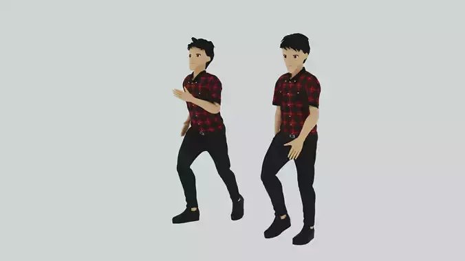 Cartoon Character Walking and Running Animation Low-poly 3D model