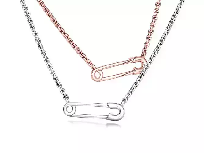 Safety Pin Necklace Lucky Pendant  23mm wide 3D print model