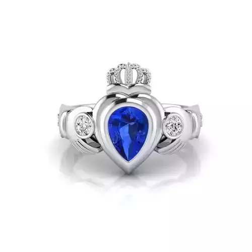 Claddagh Rng with pear shaped centre stone