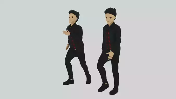Cartoon Character Walking and Running Animation Low-poly 3D model