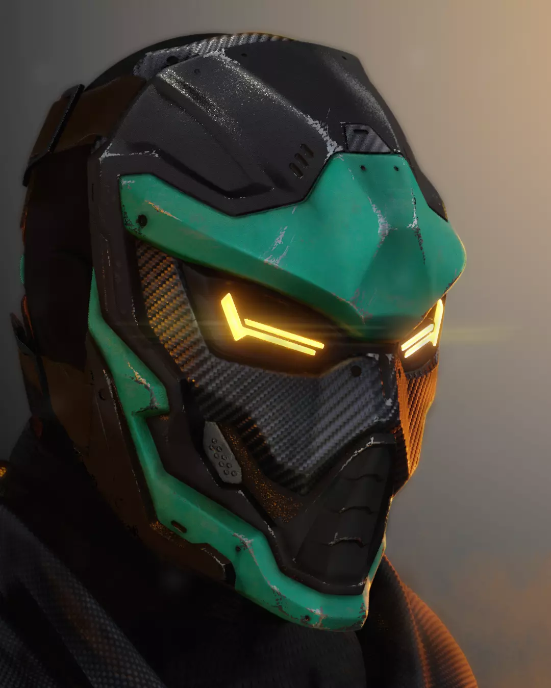 Cyber Ninja - cosplay mask - digital stl file for 3D-printing 3D print model_0