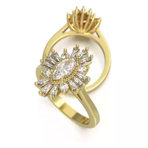 Engagement ring marquise an bagetts