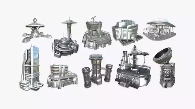 10 Sci Fi Buildings Collection H - Metallic - Exterior Design 