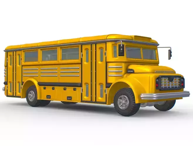 subdivision 3d model Retro School Bus