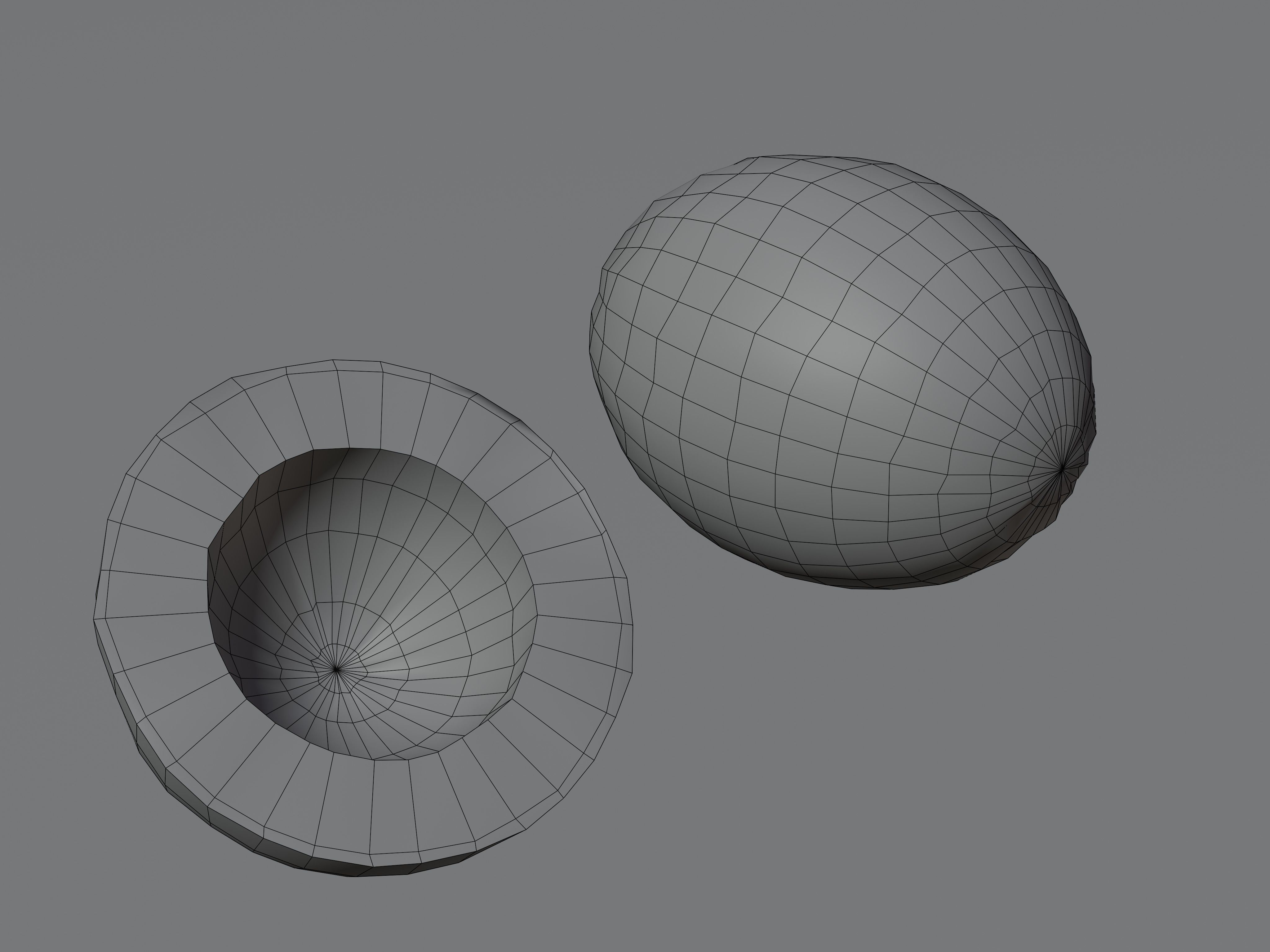 Coconuts - whole and half coconut Low-poly 3D model_5