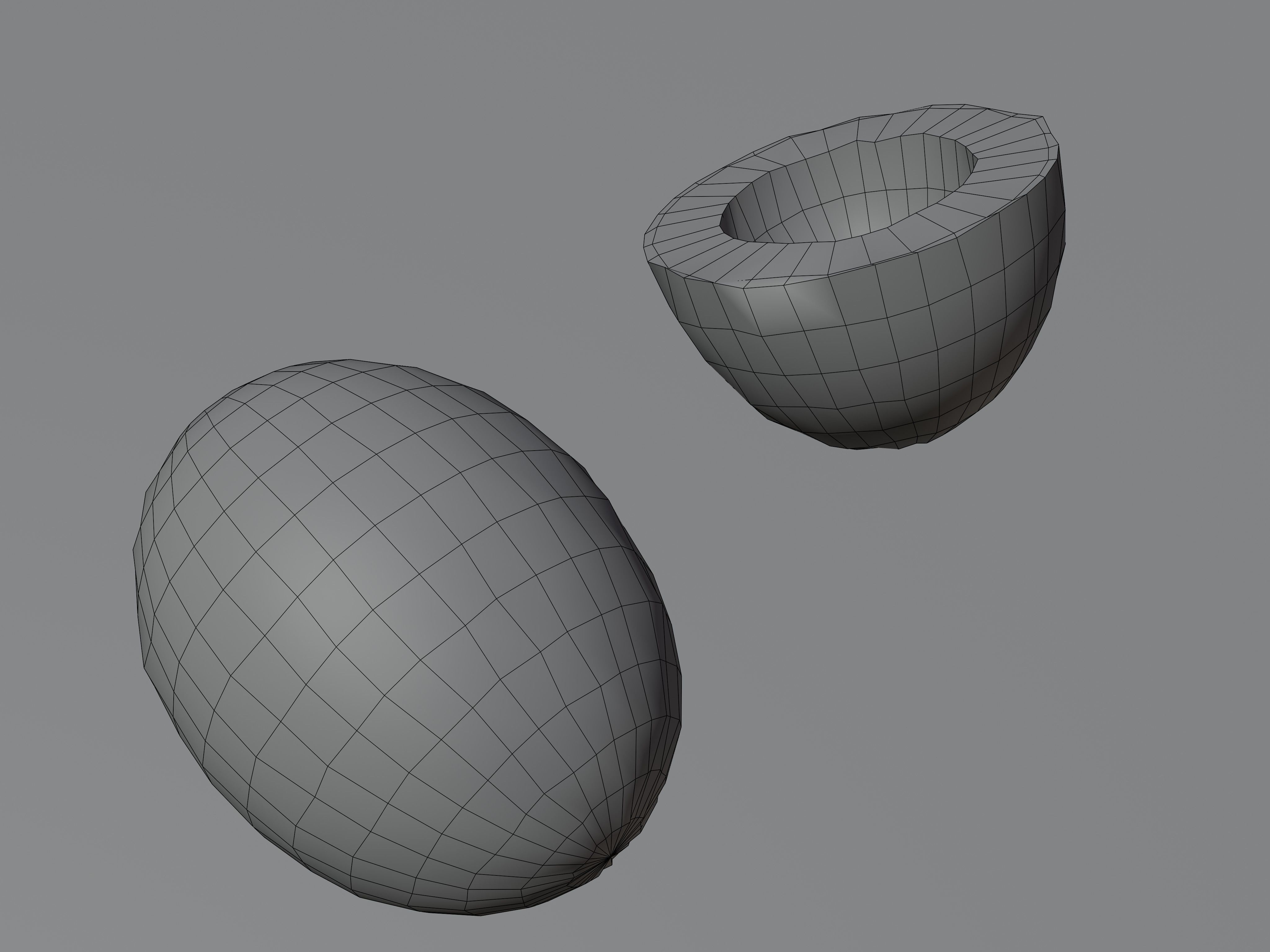 Coconuts - whole and half coconut Low-poly 3D model_9
