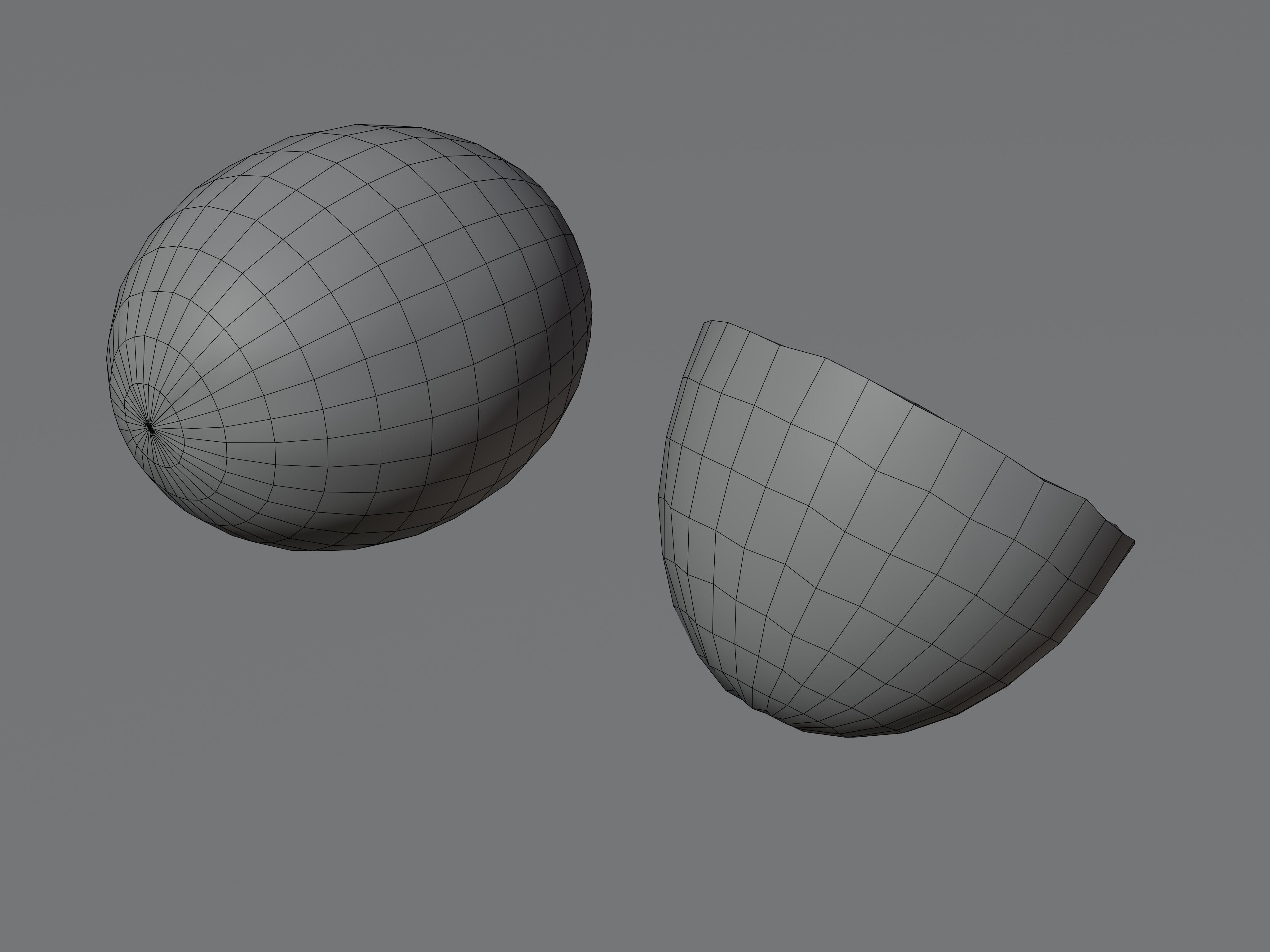 Coconuts - whole and half coconut Low-poly 3D model_8