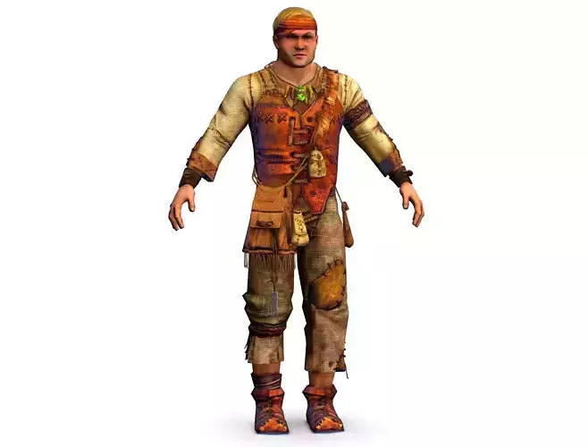 Low Poly model Man Farmer Character